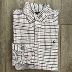 Ralph Lauren Custom Fit Checked Button Down Shirt Pink/Navy/White - Large